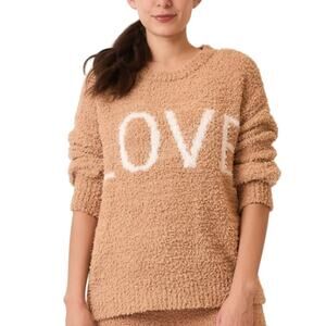 COZY CO by Cozy Casual Fuzzy Love Sweater Crew Neck Pullover Tan Womens Size M